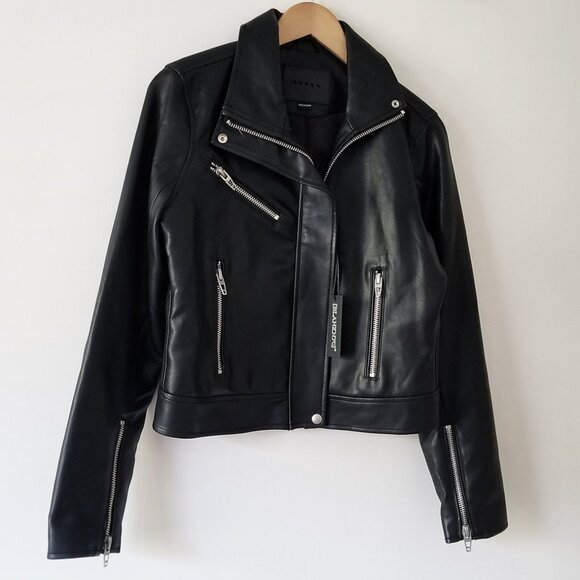 NEW BLANK NYC Essentials FAUX Leather Moto Jacket Size M Biker Edgy Black $99 - Picture 4 of 16